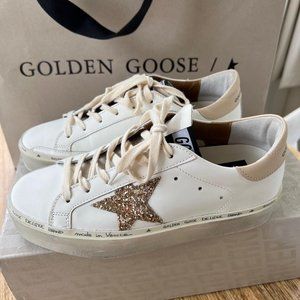 Authentic Golden Goose High Star w/ Gold Glitter Star